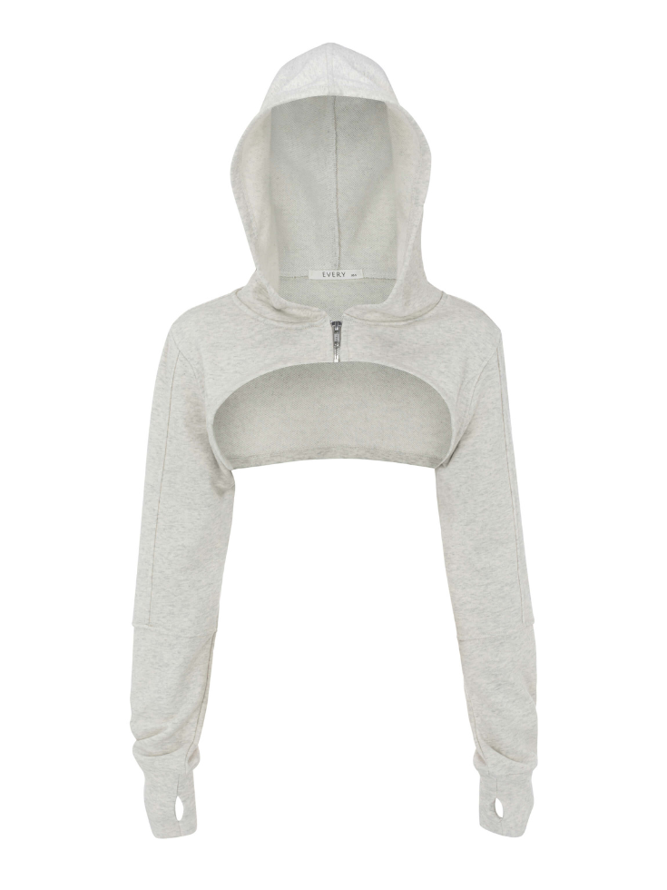 Everyseason light gray zip sleeves top